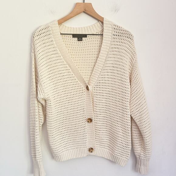 Sanctuary Sweaters - Sanctuary Cotton Knitted Button Up Cardigan Sweater Size XS Cream